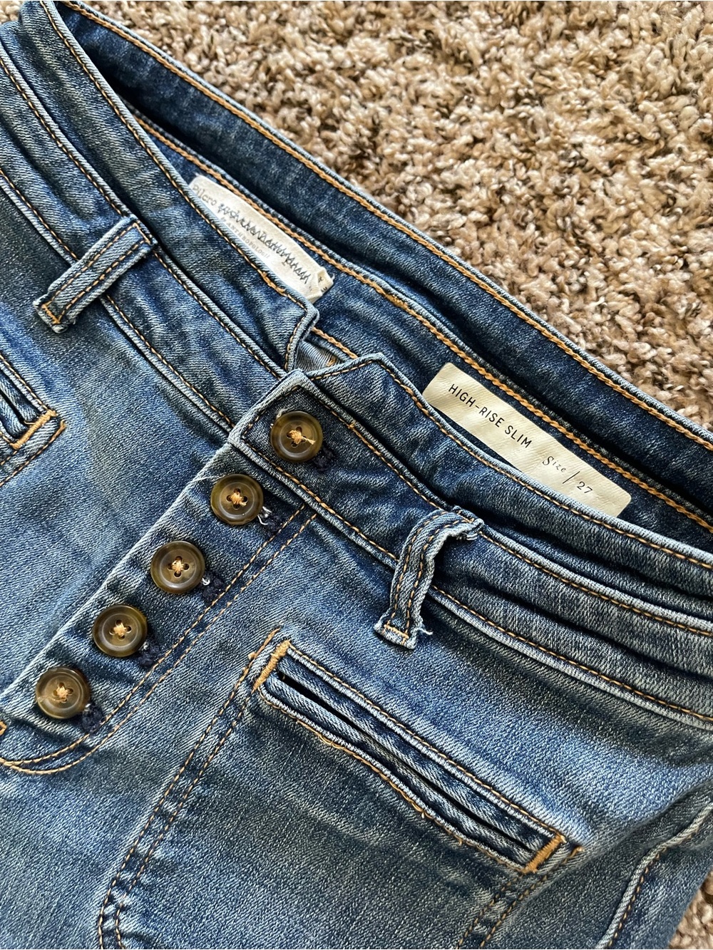 Anthropologie Pilcro High Rise Denim Legging Slim Jeans Button Fly Size 27 Blue - Picture 5 of 16